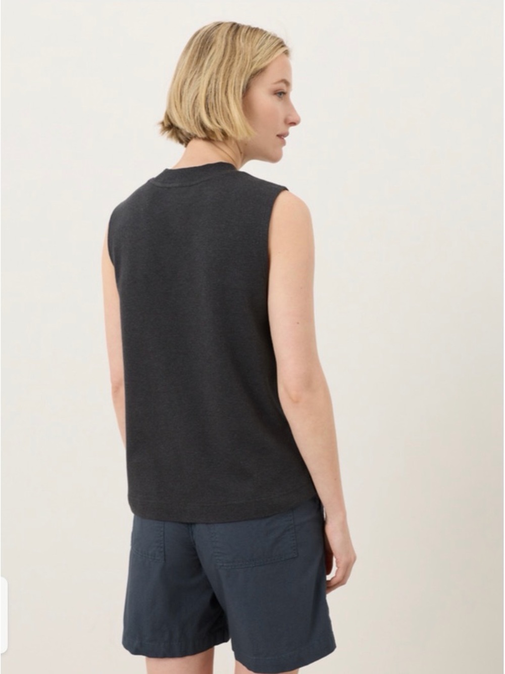 Pact Organic Airplane Mock Neck Shell Charcoal Heather